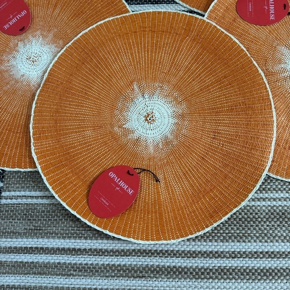 Opalhouse Set of 5 Woven Chargers Fall Orange - Picture 5 of 6